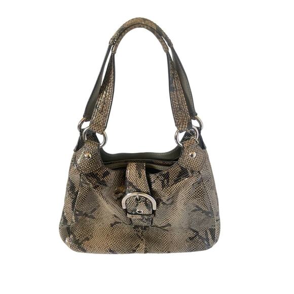Coach Soho Lynn Faux Python Embossed 3 Compartment Snakeskin Hobo Purse Bag - Picture 1 of 12